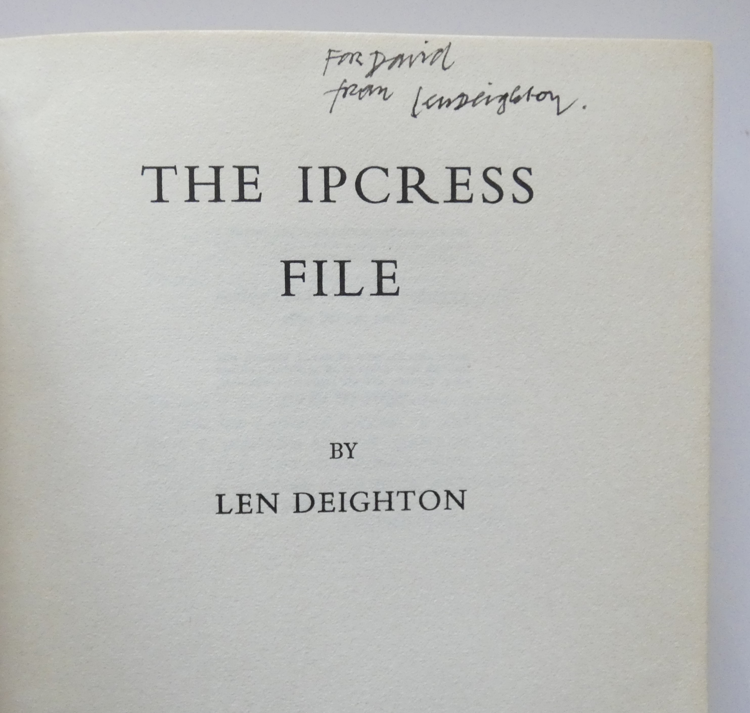 the ipcress file 2850 inscribed by the author 5