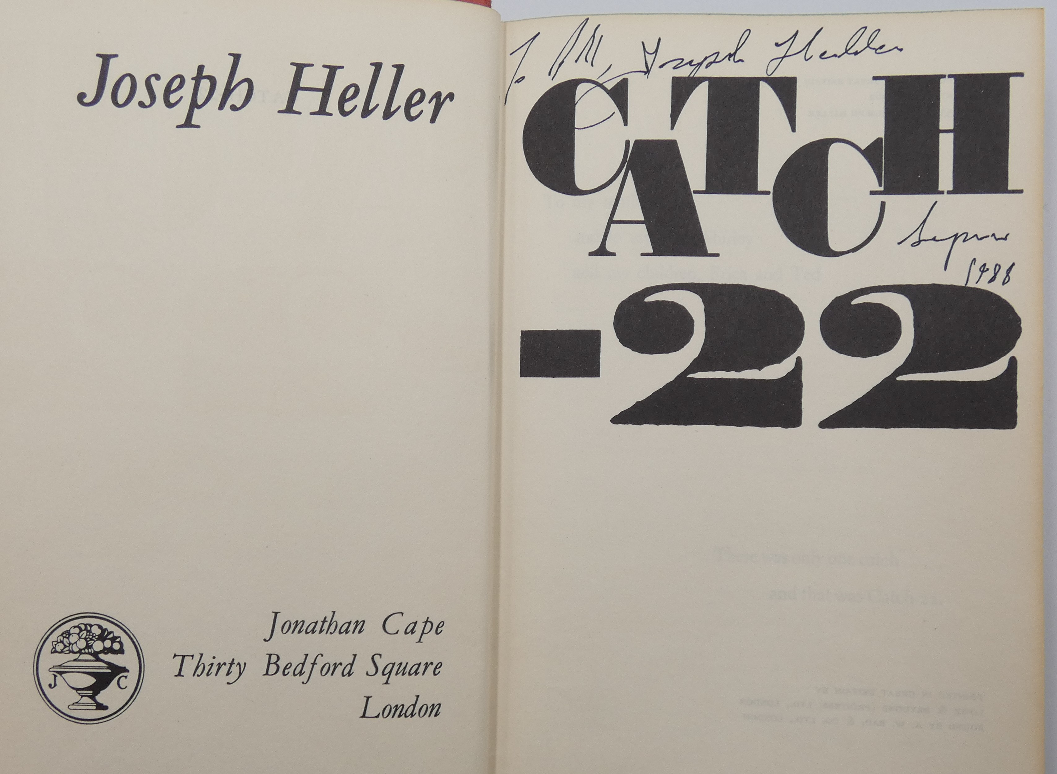 catch 22 second impression - inscribed by the author 3
